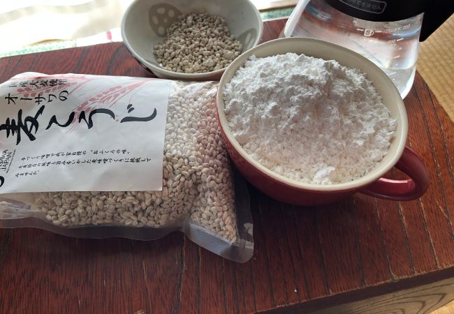 沖縄みきの材料　米粉、麦麹、水