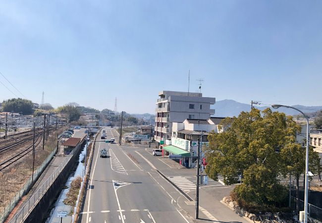 里庄町駅前高架の上からの景色　笠岡方向